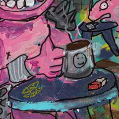 Breakfast of Champions — detail of the original artwork; printed surface differs