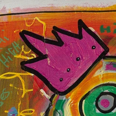 Hi Again! — detail of the original artwork; printed surface differs