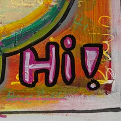 Hi Again! — detail of the original artwork; printed surface differs