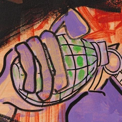 Hi! — detail of the original artwork; printed surface differs