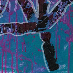 Purple Yoshi — detail of the original artwork; printed surface differs
