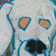 Don’t Panic — detail of the original artwork; printed surface differs