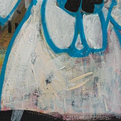 Don’t Panic — detail of the original artwork; printed surface differs