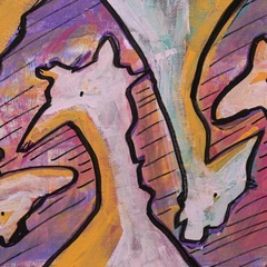 Giraffes — detail of the original artwork; printed surface differs