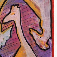 Giraffes — detail of the original artwork; printed surface differs