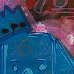 Blue Yoshi — detail of the original artwork; printed surface differs