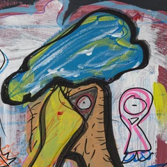 Me First — detail of the original artwork; printed surface differs