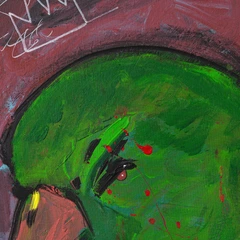 Polly Needs a Light — detail of the original artwork; printed surface differs