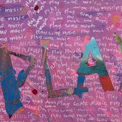 Play Some Music — detail of the original artwork; printed surface differs