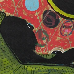 Any Minute Now — detail of the original artwork; printed surface differs