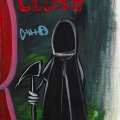 Stay Close — detail of the original artwork; printed surface differs