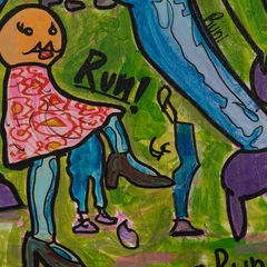 Run — detail of the original artwork; printed surface differs
