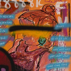 Mixed Feelings — detail of the original artwork; printed surface differs