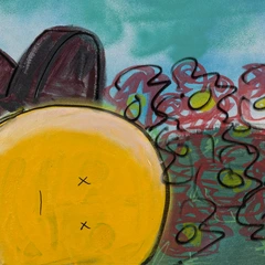 Party’s Over — detail of the original artwork; printed surface differs