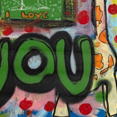 Fuck this, I Love You — detail of the original artwork; printed surface differs