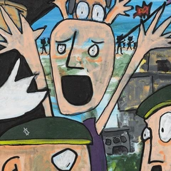The Last Party — detail of the original artwork; printed surface differs