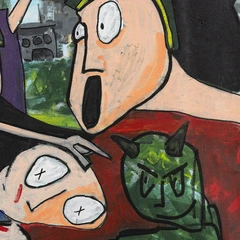 The Last Party — detail of the original artwork; printed surface differs