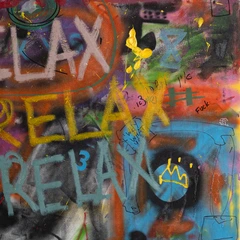 Relax — detail of the original artwork; printed surface differs