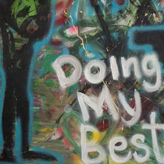 Doing My Best — detail of the original artwork; printed surface differs