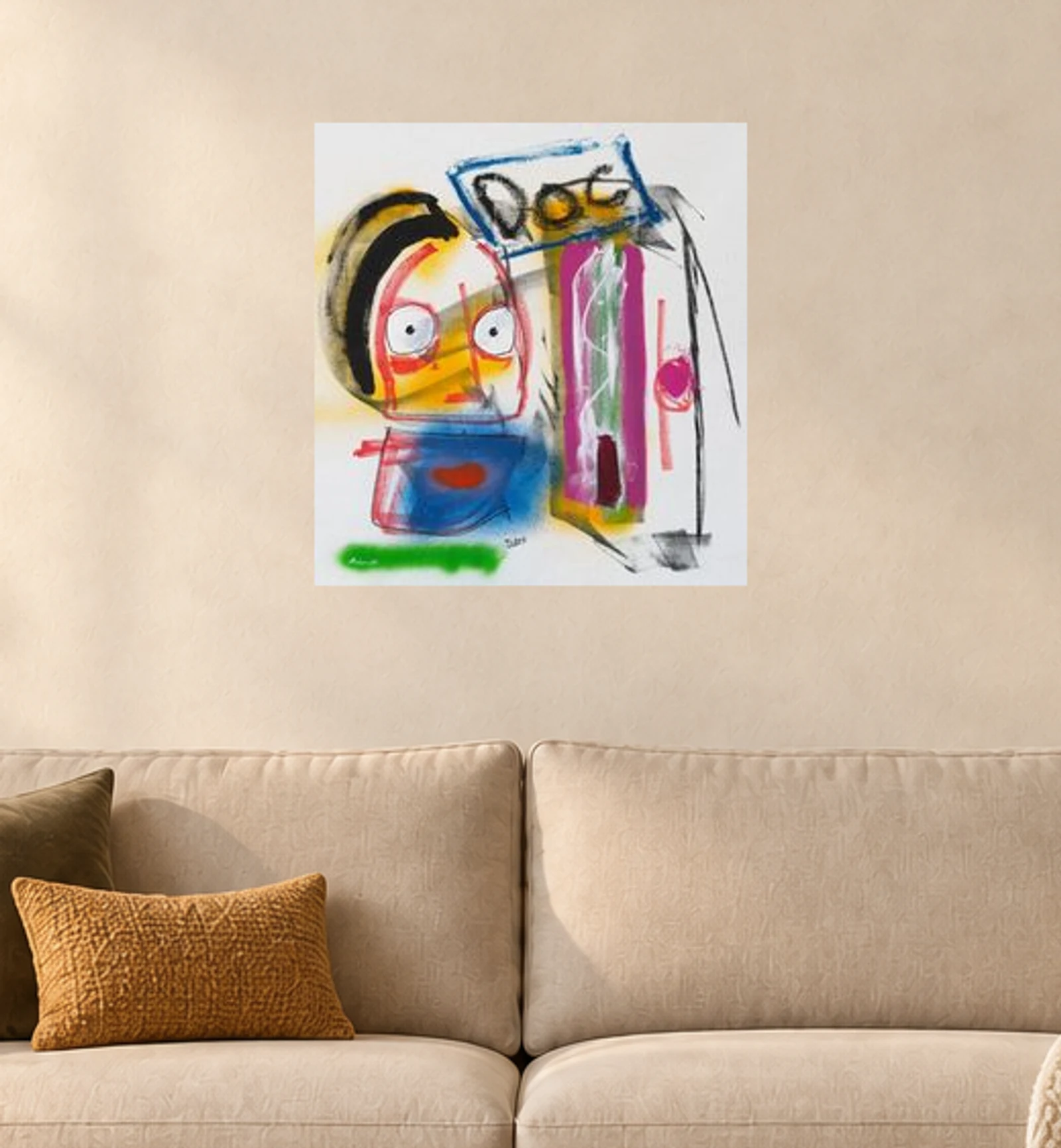 The Doc — illustrative room visualization, approximate scale, original artwork