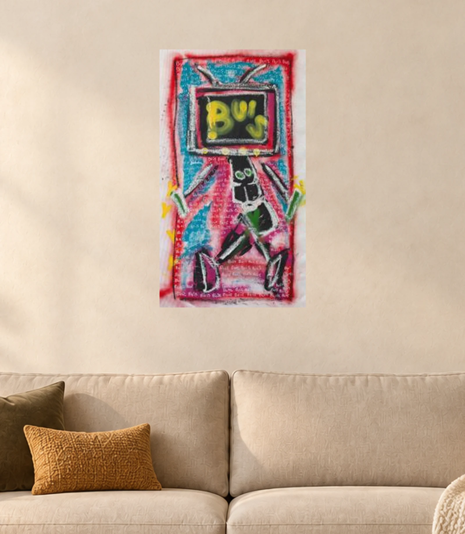 Buy — illustrative room visualization, approximate scale, original artwork
