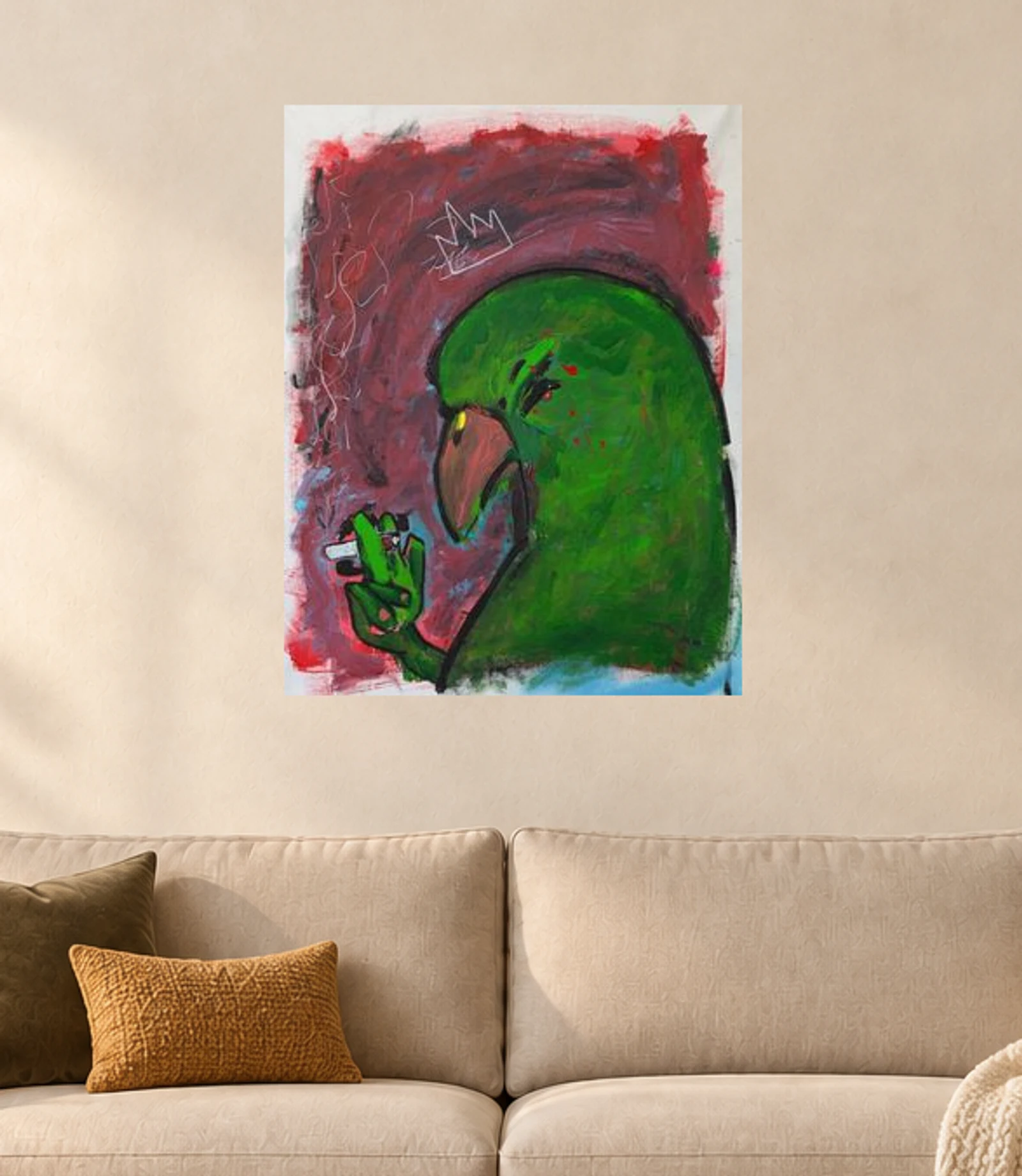 Polly Needs a Light — illustrative room visualization, approximate scale, unframed print