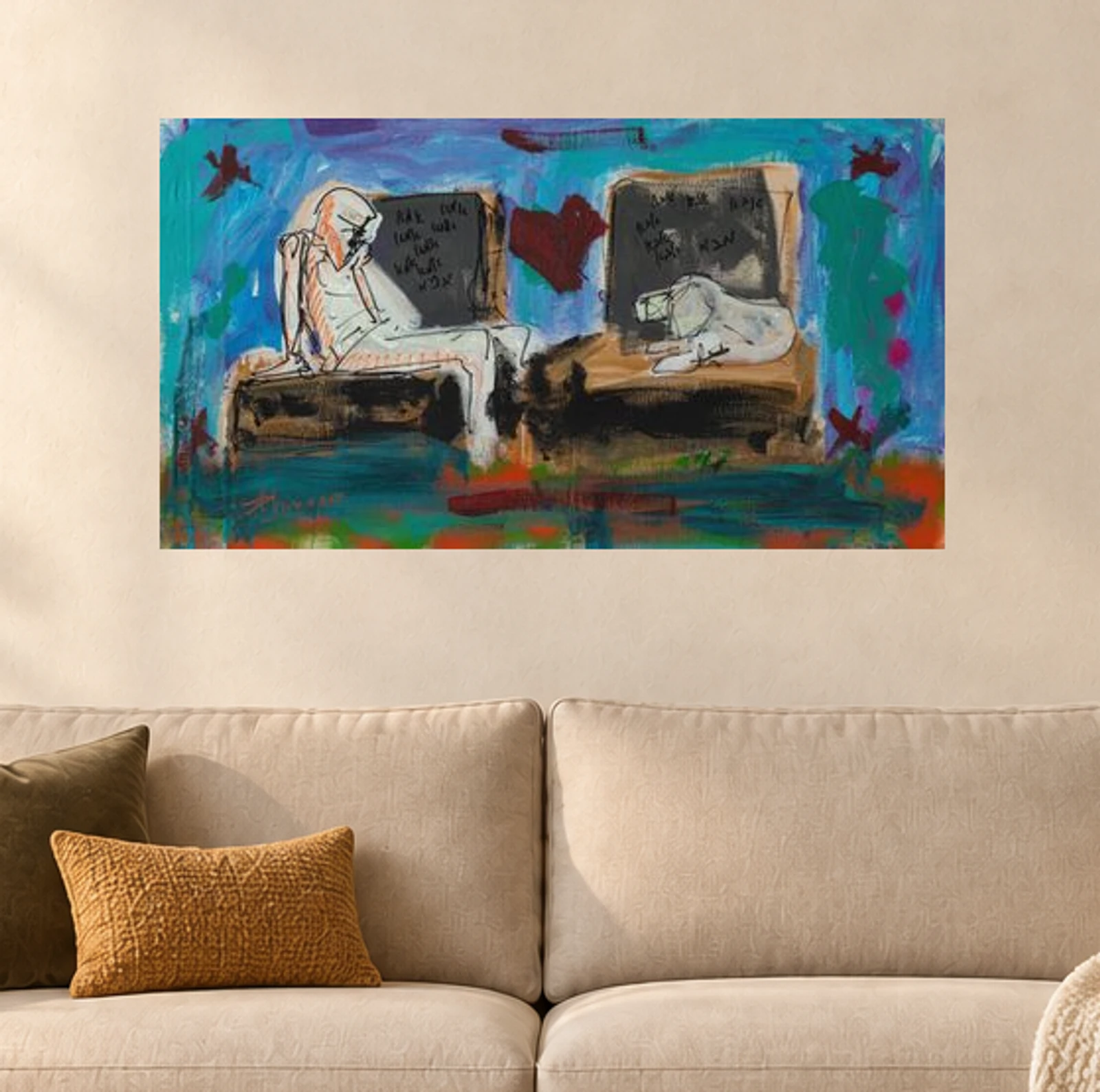 Normal Family — illustrative room visualization, approximate scale, original artwork