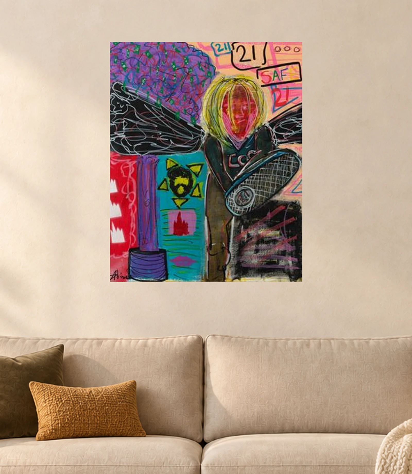 21 — illustrative room visualization, approximate scale, unframed print