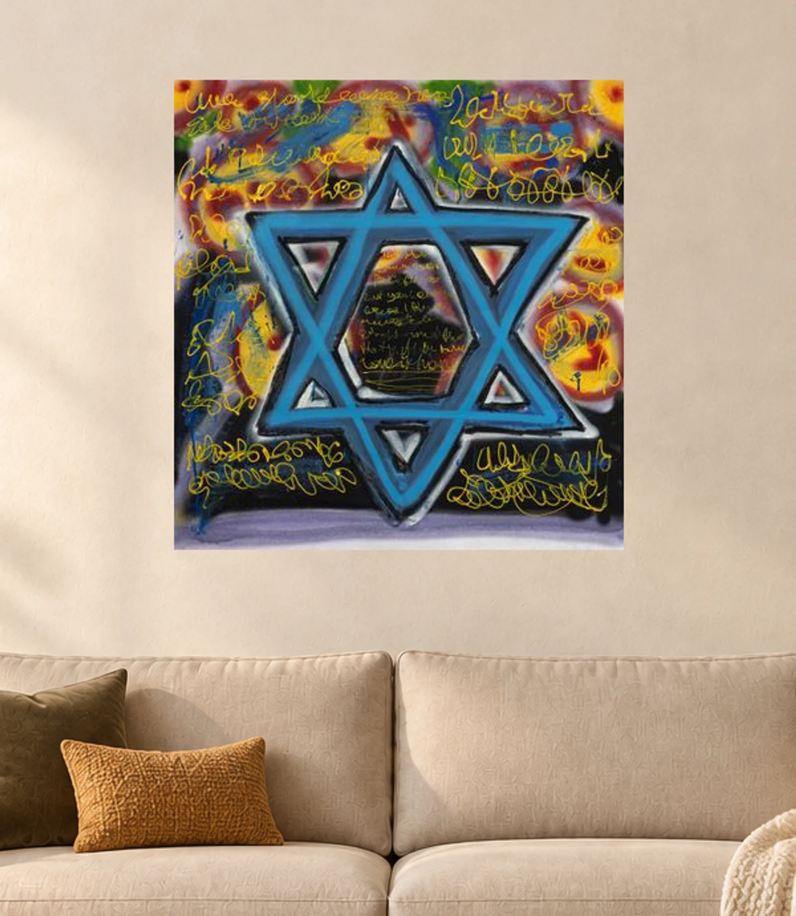 Still Standing — illustrative room visualization, approximate scale, original artwork
