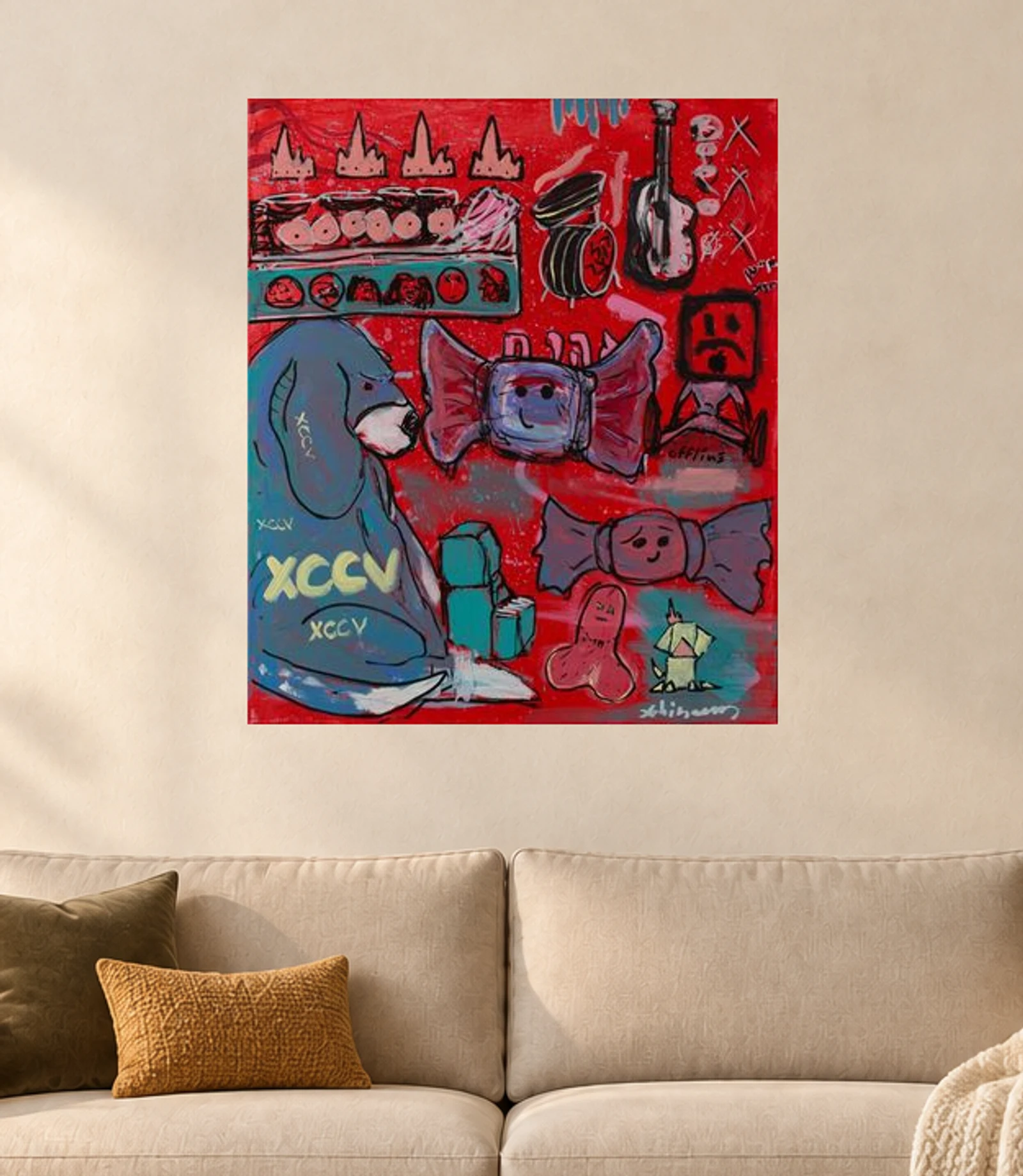 Sweet Tooth — illustrative room visualization, approximate scale, unframed print