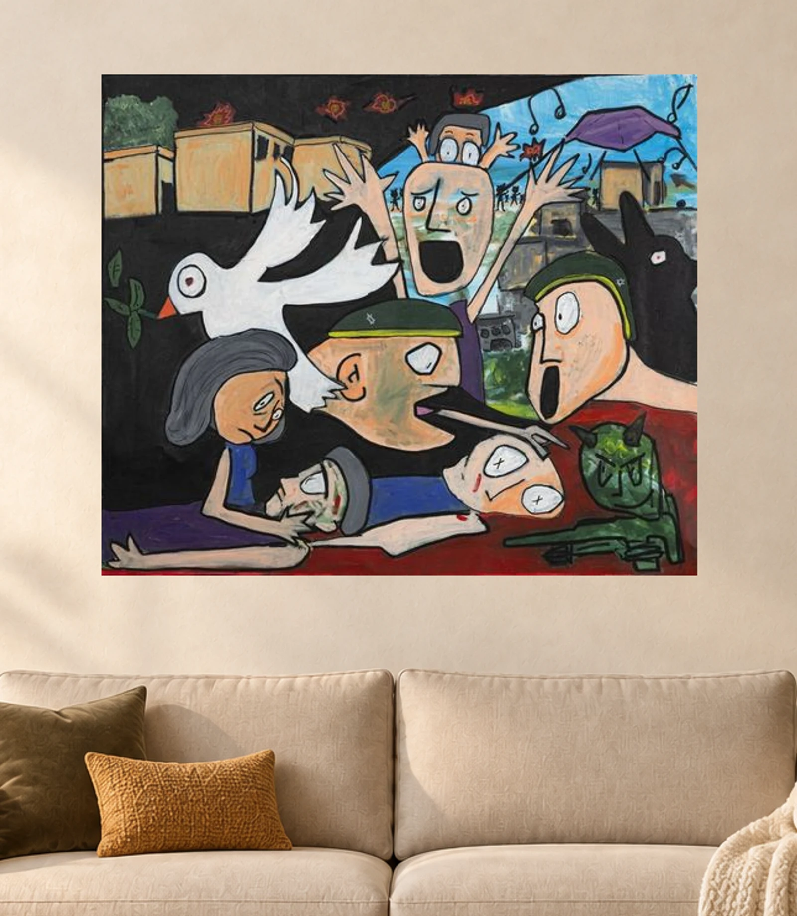 The Last Party — illustrative room visualization, approximate scale, unframed print