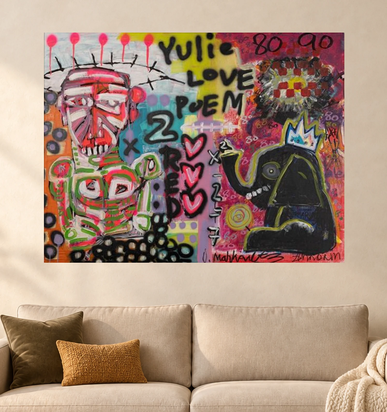 You Love Me — illustrative room visualization, approximate scale, unframed print