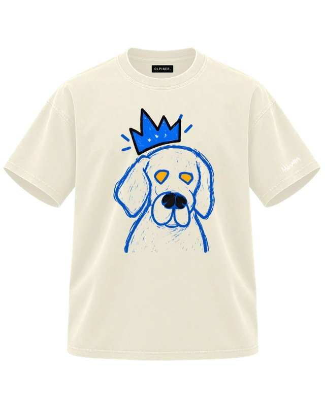 Blue Blood T-Shirt in Apricot — dimensional ghost front with original artwork and OLPINER neck label