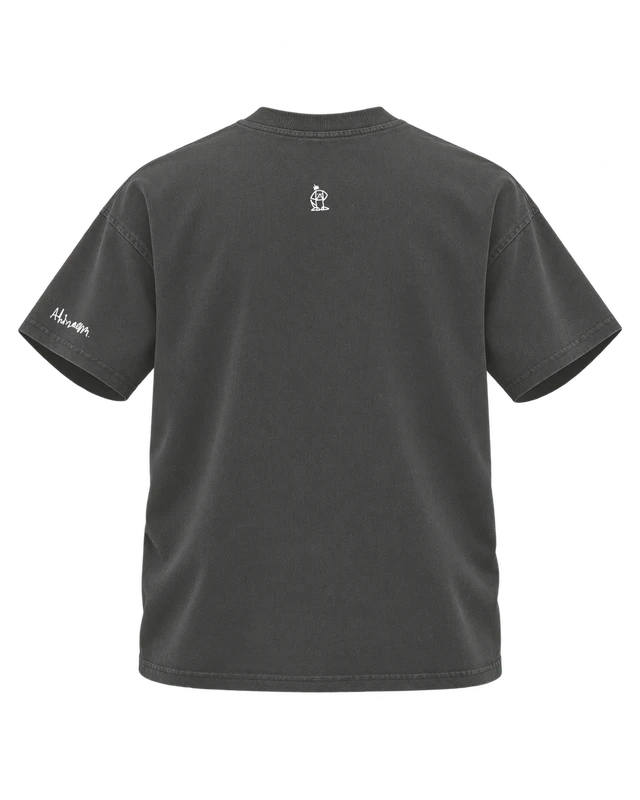 Heavy Crown T-Shirt in Dark Gray — dimensional ghost back with upper-back dog logo