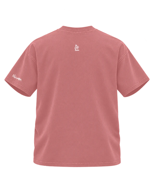 Heavy Heart T-Shirt in Brick Red — dimensional ghost back with upper-back dog logo