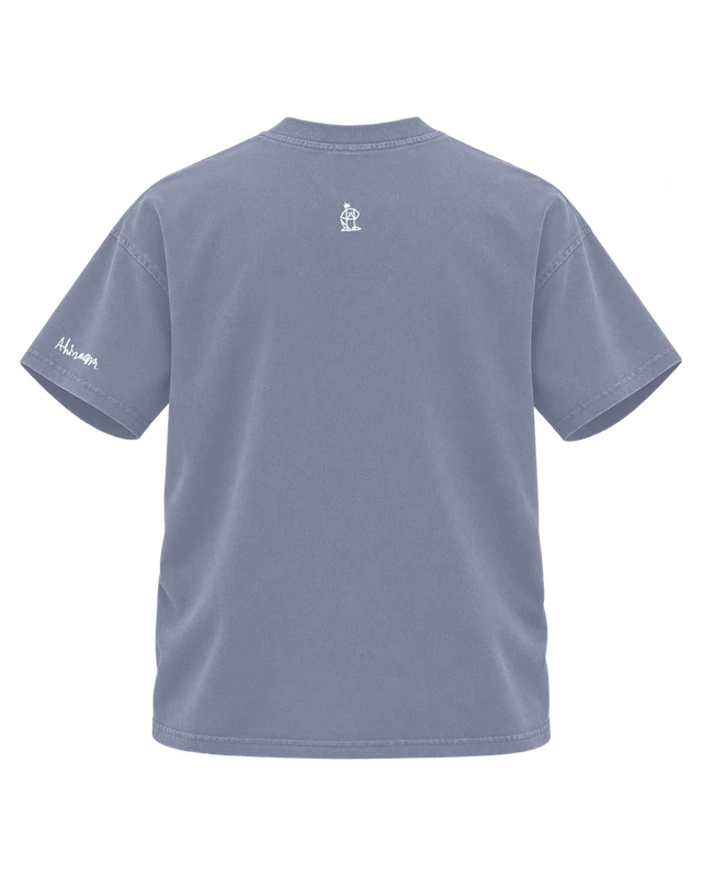 Say Hi T-Shirt in Gray Blue — dimensional ghost back with upper-back dog logo