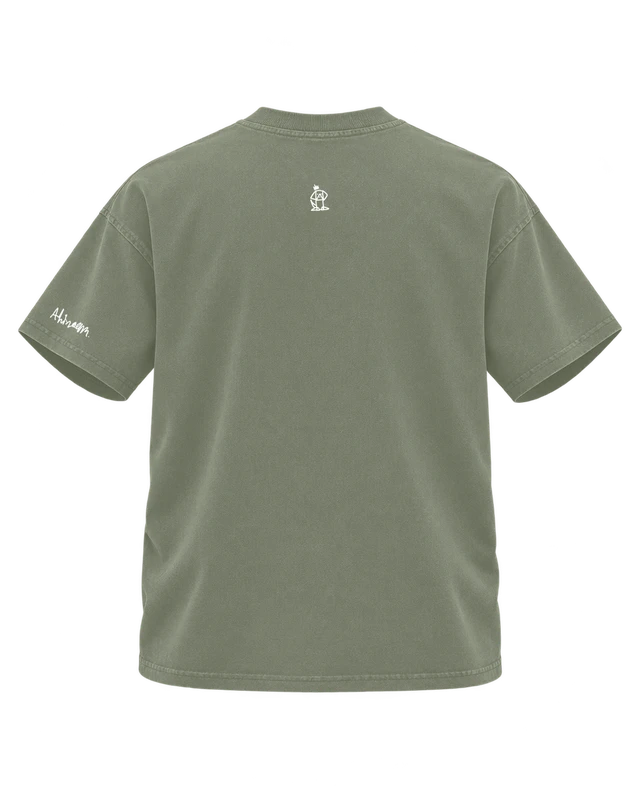Weather Inside T-Shirt in Gray Green — dimensional ghost back with upper-back dog logo