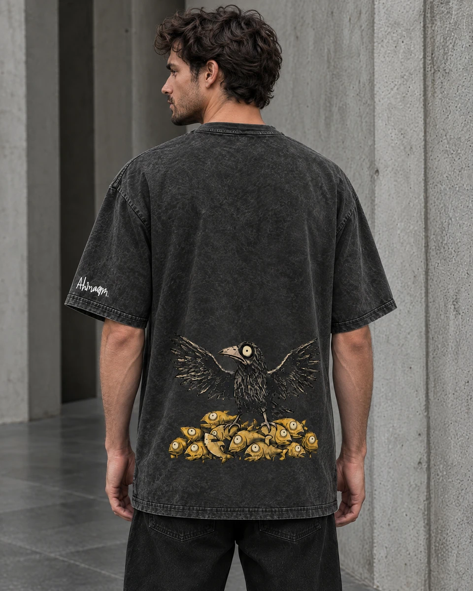 FINDERS KEEPERS — back view, Black shirt — AI-generated model preview
